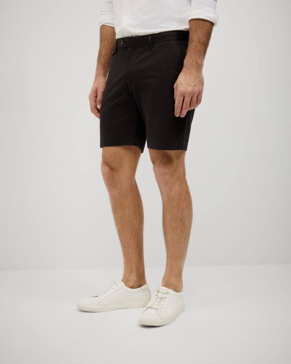 Slim Stretch Cotton Stretch Chino Short, Black, hi-res